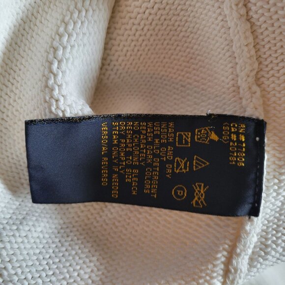 Tommy Hilfiger XL White Cotton Crewneck Sweater With Embroidered Crest Logo - Picture 5 of 5